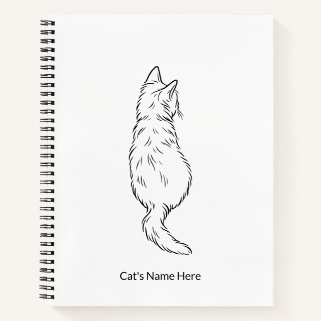 Cuaderno Minimalist Cat Line Art Personalized Name Notebook (Anverso)