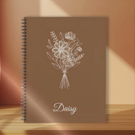 Cuaderno Minimalist Floral Notebook – Personalized Name 