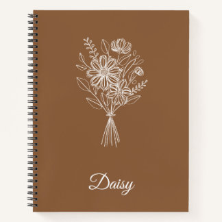 Cuaderno Minimalist Floral Notebook – Personalized Name 
