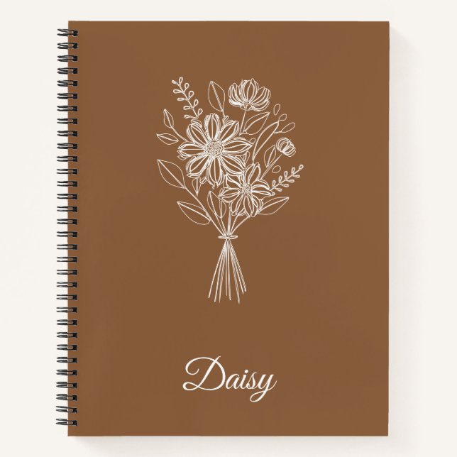 Cuaderno Minimalist Floral Notebook – Personalized Name  (Anverso)
