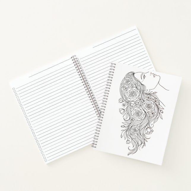 Cuaderno Minimalist Floral Woman Profile Notebook (Interior)
