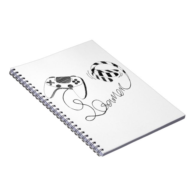 Cuaderno Minimalist Gamer Cat Line Art - Controller Cable  (Lado Derecho)
