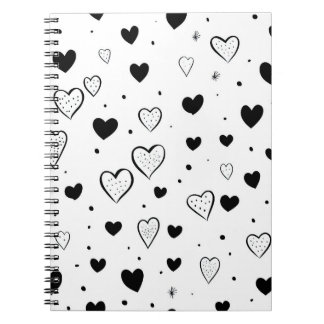 Cuaderno Minimalist Heart Notebook – Black and White Cute
