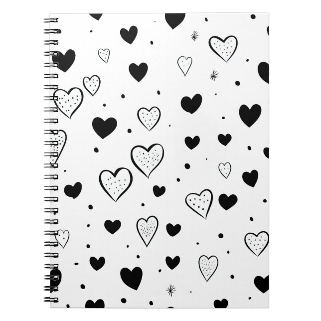 Cuaderno Minimalist Heart Notebook – Black and White Cute (Frente)