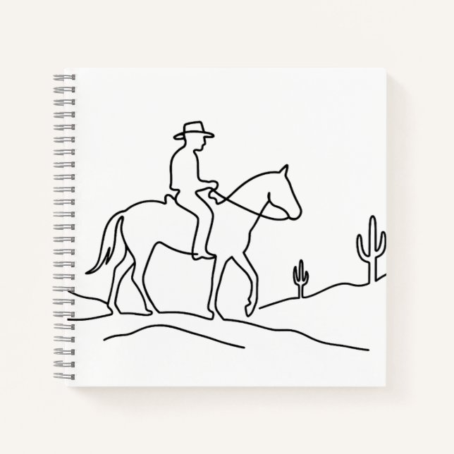 Cuaderno Minimalist Lone Rider Continuous Line Art Design (Anverso)
