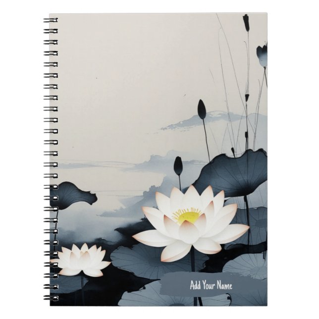 Cuaderno Minimalist Lotus Flower Notebook Journal (Frente)