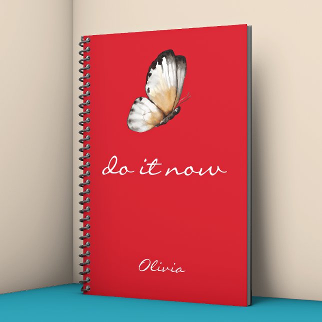 Cuaderno Minimalist Lovely Butterfly 'do it now' Red Spiral (Subido por el creador)
