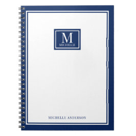 Cuaderno Minimalist Monogram Chic Double Boarder Navy Blue