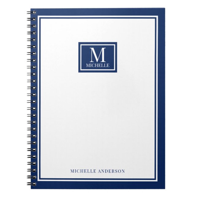 Cuaderno Minimalist Monogram Chic Double Boarder Navy Blue (Frente)