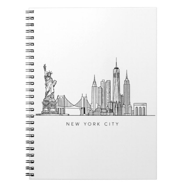 Cuaderno Minimalist New York City Skyline Line Art (Frente)