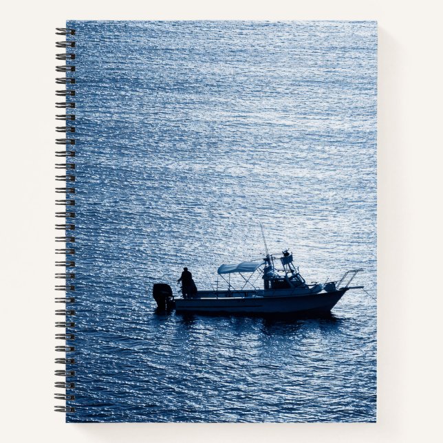 Cuaderno Minimalist Ocean Wall Art Fisherman Blue (Anverso)