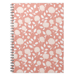 Cuaderno Minimalist Pastel Rose White Floral Pattern