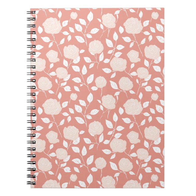 Cuaderno Minimalist Pastel Rose White Floral Pattern (Frente)