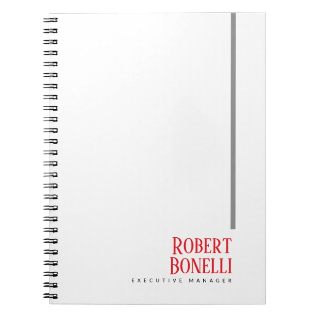 Cuaderno Minimalist Plain Black Red & White Modern Plain (Frente)
