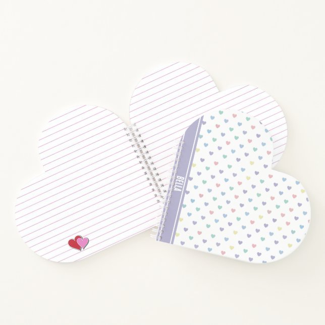 Cuaderno Minimalist Soft Pastel Heart Pattern Personalized (Interior)