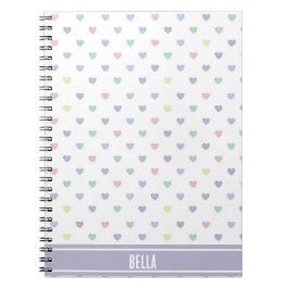Cuaderno Minimalist Soft Pastel Heart Pattern Personalized