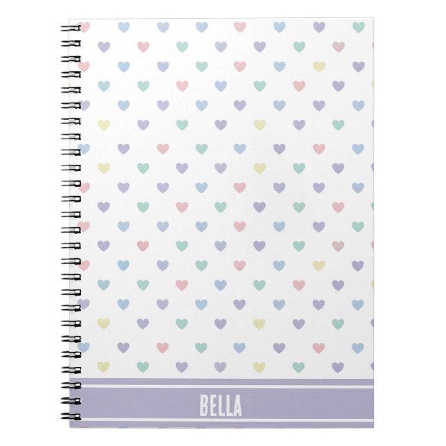 Cuaderno Minimalist Soft Pastel Heart Pattern Personalized (Frente)