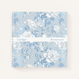 Cuaderno Minimalist Stripe Dusty Blue Floral Square