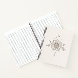 Cuaderno Minimalist Sunflower & Moon Design