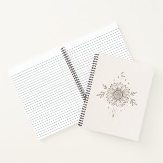 Cuaderno Minimalist Sunflower & Moon Design