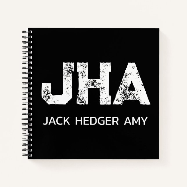 CUADERNO MINIMALIST WHITE THREE LETTER MONOGRAM NAME BLACK  (Anverso)