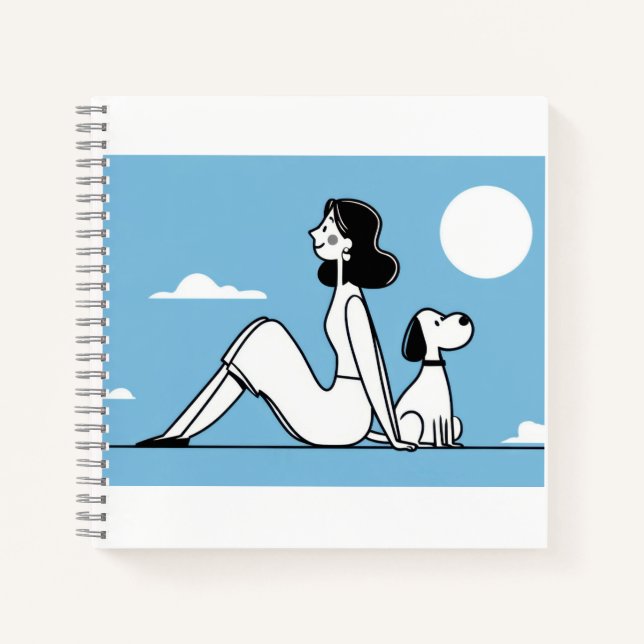 Cuaderno Minimalist Woman and Dog Illustration (Anverso)