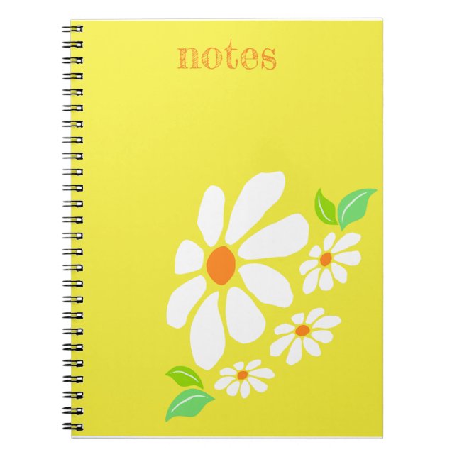 Cuaderno Minimalist Yellow and White Flower Drawing (Frente)