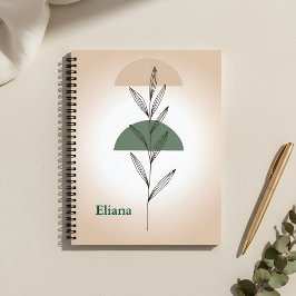 Cuaderno Minimalista Boho Hojas Botánicas Personalizadas
