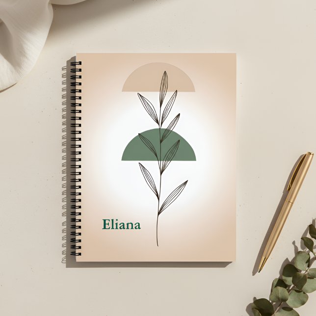 Cuaderno Minimalista Boho Hojas Botánicas Personalizadas (Subido por el creador)