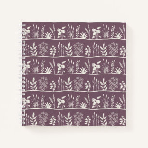 Cuaderno Minimalista botánico delicado silueta prado ciruel