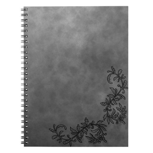 Cuaderno minimalista chic gris oscuro y acento neg (Frente)