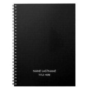 Cuaderno Minimalista color negro de nombre de texto monogra
