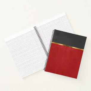 Cuaderno Minimalista cuero falso vintage rojo oscuro y negr