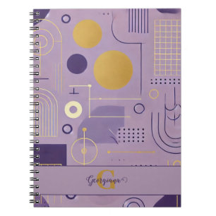 Cuaderno Minimalista escandinavo morado y oro personalizado