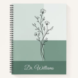 Cuaderno Minimalista Floral Verde Salvia Doctor Personaliza