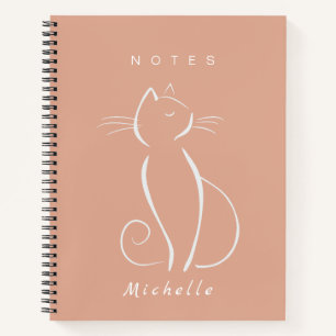 Cuaderno Minimalista Gato Blanco Sobre Rosa Agrega