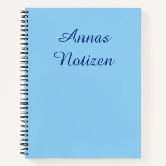 Cuaderno Minimalista hielo azul con texto azul alemán Notiz