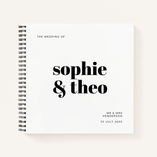 Cuaderno Minimalista informal | Moderno Boda Retro Casual (Anverso)