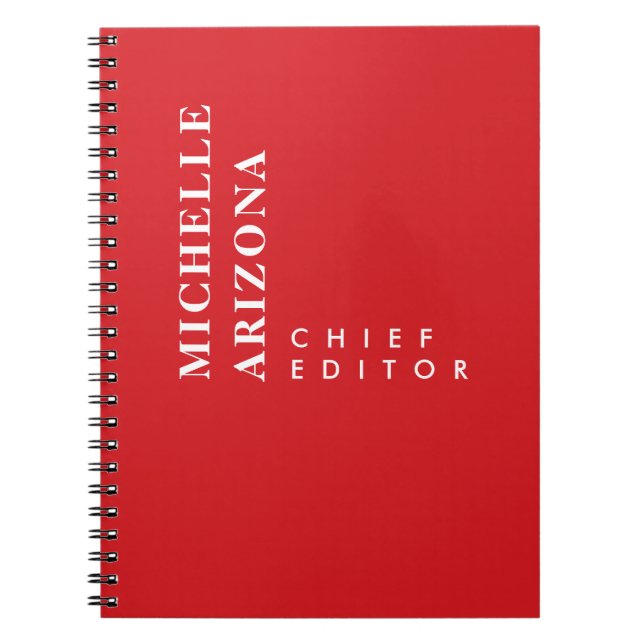 Cuaderno Minimalista Llano Rojo y Blanco Profesional Modern (Frente)