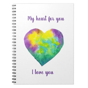 Cuaderno Minimalista me encanta el corazón de la acuarela a