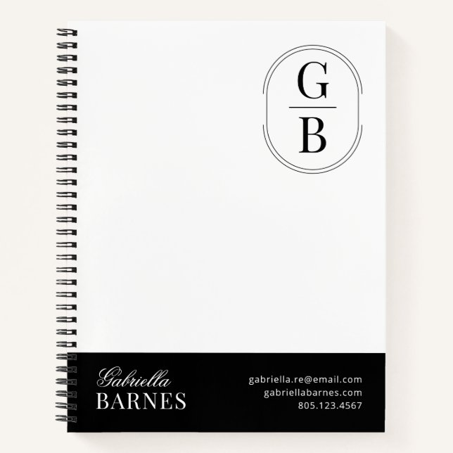 Cuaderno Minimalista Moderno Negro y Blanco Audaz (Anverso)