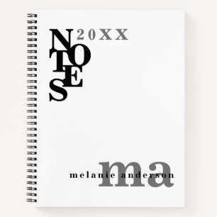 Cuaderno Minimalista moderno personalizado en blanco y negr