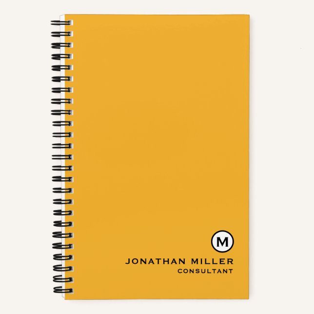 Cuaderno Minimalista Monograma moderno Espiral amarilla (Anverso)