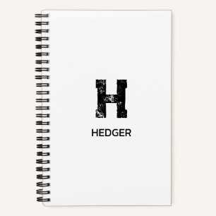 CUADERNO MINIMALISTA NEGRA MONOGRAMA DE UNA LETRA NOMBRE BL