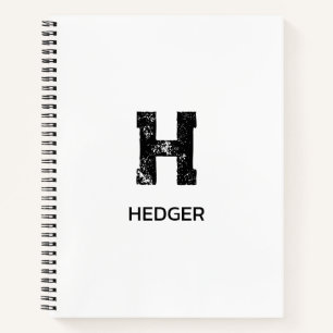 CUADERNO MINIMALISTA NEGRA MONOGRAMA DE UNA LETRA NOMBRE BL