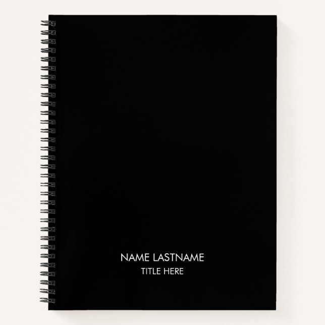 Cuaderno Minimalista negro nombre personalizado monograma e (Anverso)