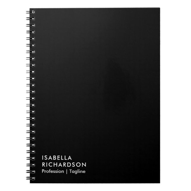 Cuaderno Minimalista negro personalizado (Frente)