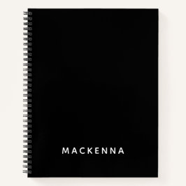Cuaderno Minimalista nombre elegante negro personalizado