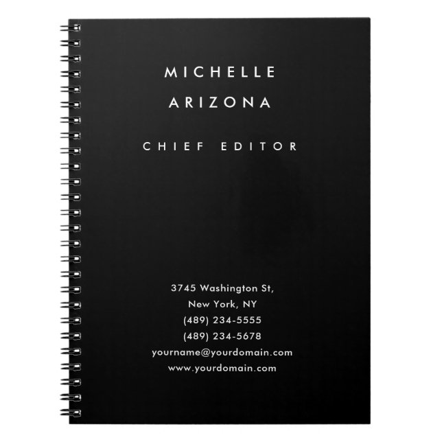Cuaderno Minimalista Profesional Moderno Negro (Frente)