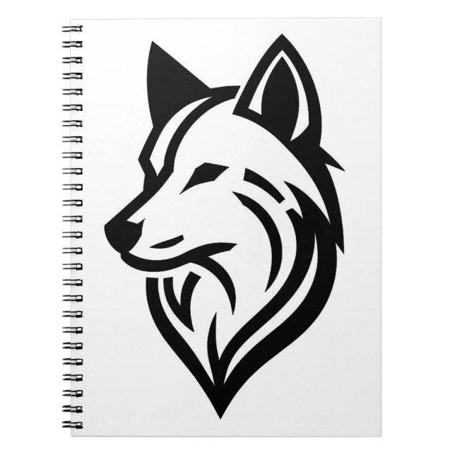 Cuaderno Minimalista Wolf Face Silhouette (Frente)